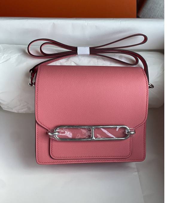 Hermes Roulis Mini 19cm Bag Lipsur Pink Original Evercolor Leather Silver Metal