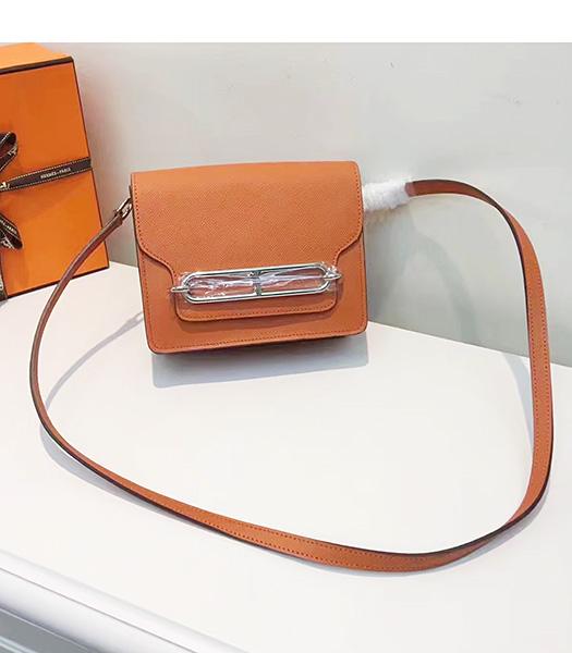 Hermes Roulis Orange Palmprint Leather Mini Shoulder Bag
