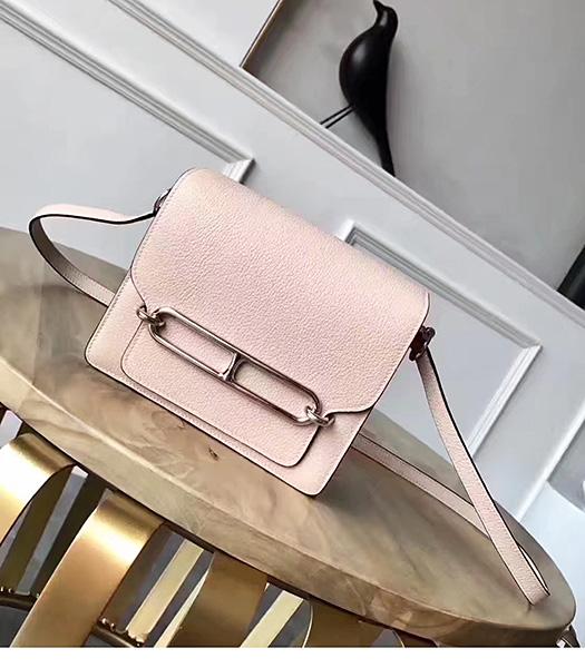 Hermes Roulis Pink Original Calfskin Litchi Veins Mini Shoulder Bag