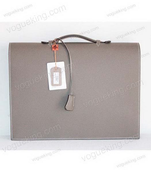 Hermes Sac A Depeche Bovine Jugular Veins Briefcase in Grey-2