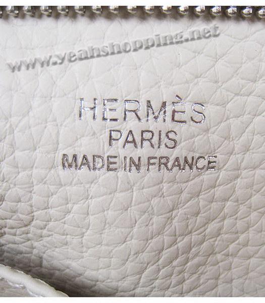 Hermes Shoulder Bag Offwhite Leather Silver Metal-8
