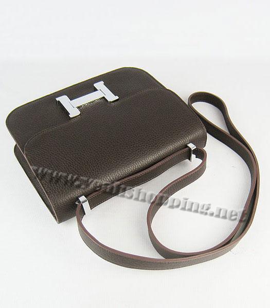 Hermes Silver Lock Messenger Bag in Dark Coffee-3