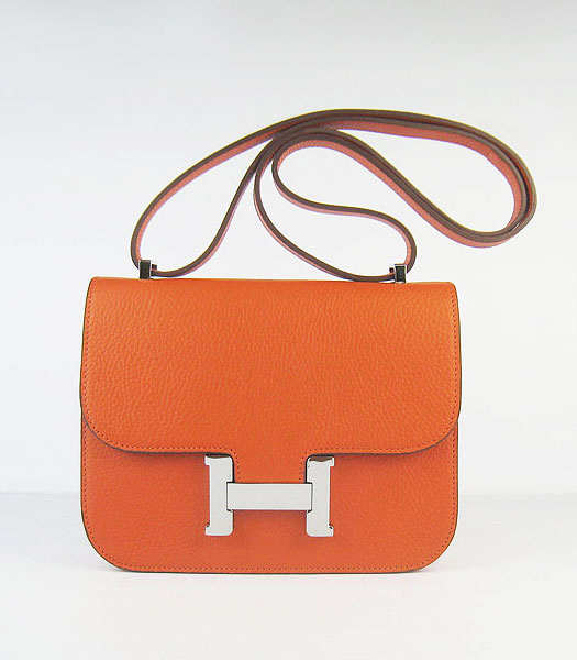 Hermes Silver Lock Messenger Bag Orange