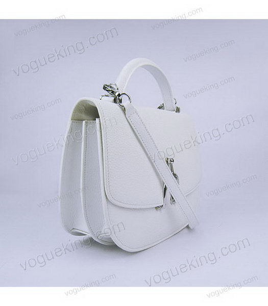 Hermes Single Handles Messenger Bag White Calfskin Leather With Silver Metal-1