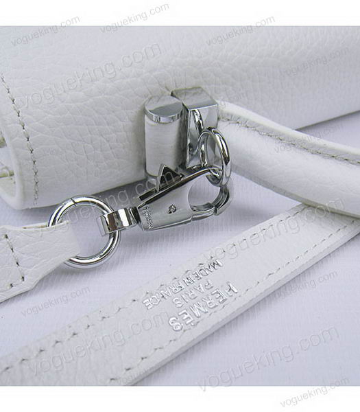 Hermes Single Handles Messenger Bag White Calfskin Leather With Silver Metal-5