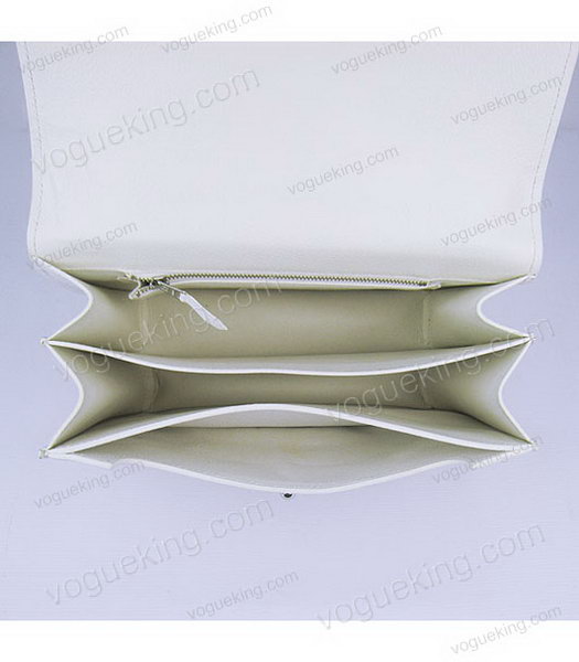 Hermes Single Handles Messenger Bag White Calfskin Leather With Silver Metal-6