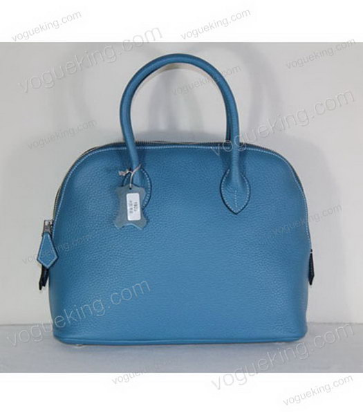 Hermes Small Bolide Togo Leather Tote Bag in Blue-2