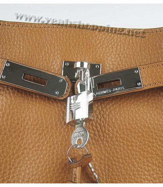 Hermes So Kelly Bag Light Coffee Togo Leather Silver Metal-5