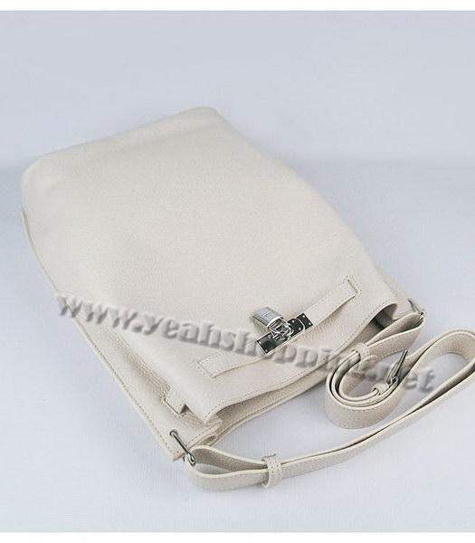 Hermes So Kelly Bag Offwhite Togo Leather Silver Metal-4