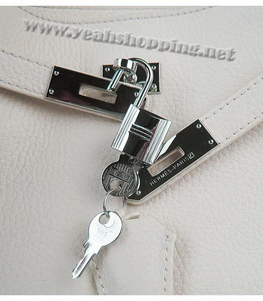 Hermes So Kelly Bag Offwhite Togo Leather Silver Metal-6