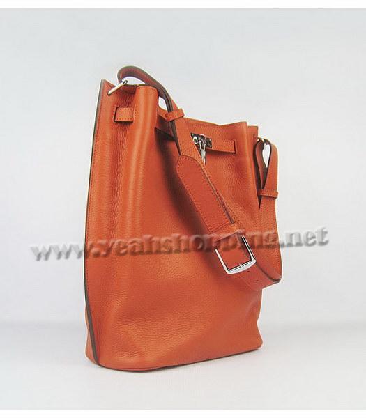Hermes So Kelly Bag Orange Togo Leather Silver Metal-1