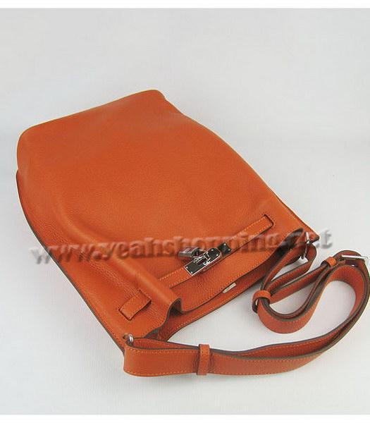 Hermes So Kelly Bag Orange Togo Leather Silver Metal-4