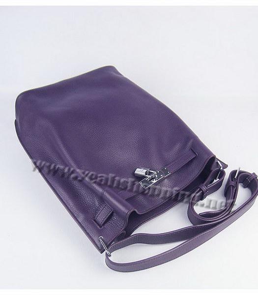 Hermes So Kelly Bag Purple Togo Leather Silver Metal-4