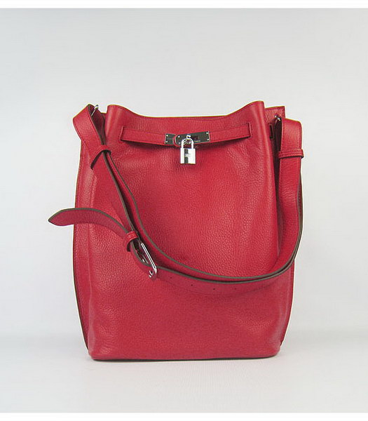 Hermes So Kelly Bag Red Togo Leather Silver Metal
