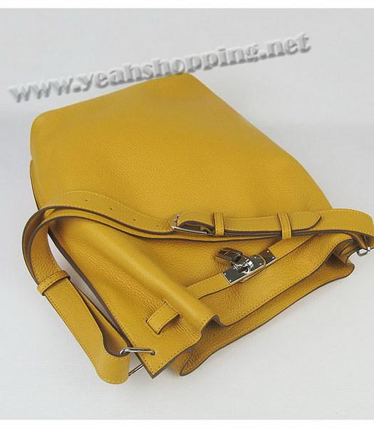 Hermes So Kelly Bag Yellow Togo Leather Silver Metal-4
