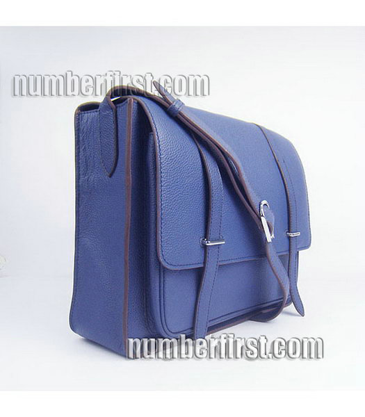 Hermes Steve Medium Togo Leather Messenger Bag Dark Blue-1
