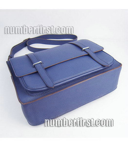 Hermes Steve Medium Togo Leather Messenger Bag Dark Blue-3