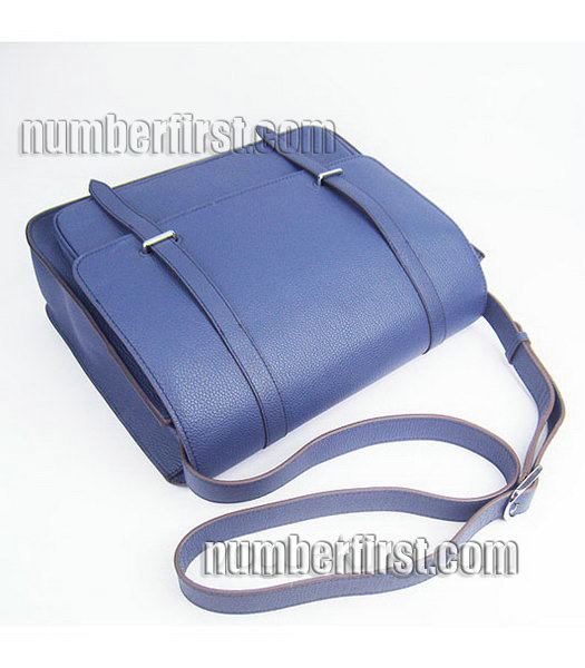 Hermes Steve Medium Togo Leather Messenger Bag Dark Blue-4