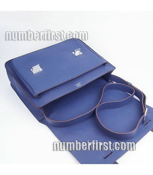 Hermes Steve Medium Togo Leather Messenger Bag Dark Blue-6