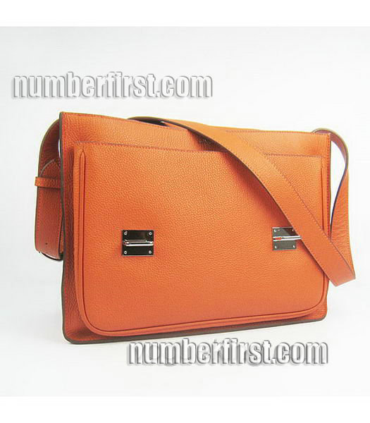 Hermes Steve Medium Togo Leather Messenger Bag Orange-5