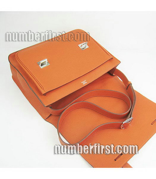 Hermes Steve Medium Togo Leather Messenger Bag Orange-6