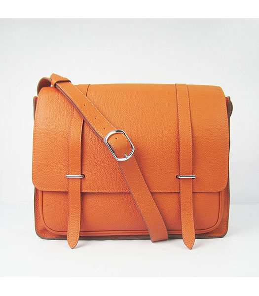 Hermes Steve Medium Togo Leather Messenger Bag Orange