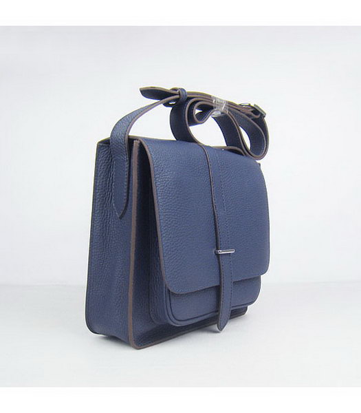 Hermes Steve Togo Leather Messenger Bag Dark Blue-1