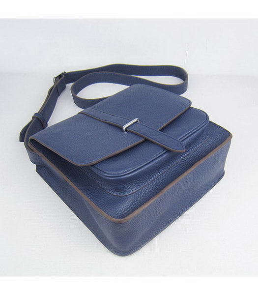 Hermes Steve Togo Leather Messenger Bag Dark Blue-2