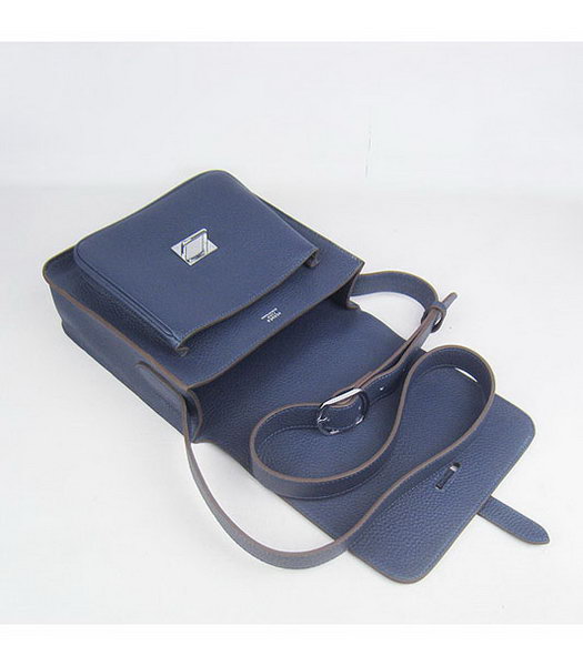 Hermes Steve Togo Leather Messenger Bag Dark Blue-4