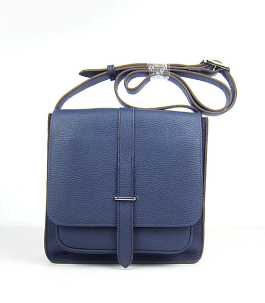Hermes Steve Togo Leather Messenger Bag Dark Blue
