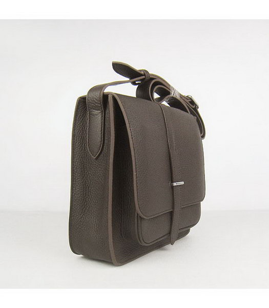 Hermes Steve Togo Leather Messenger Bag Dark Coffee-1