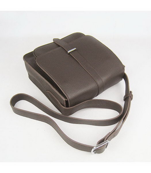 Hermes Steve Togo Leather Messenger Bag Dark Coffee-3