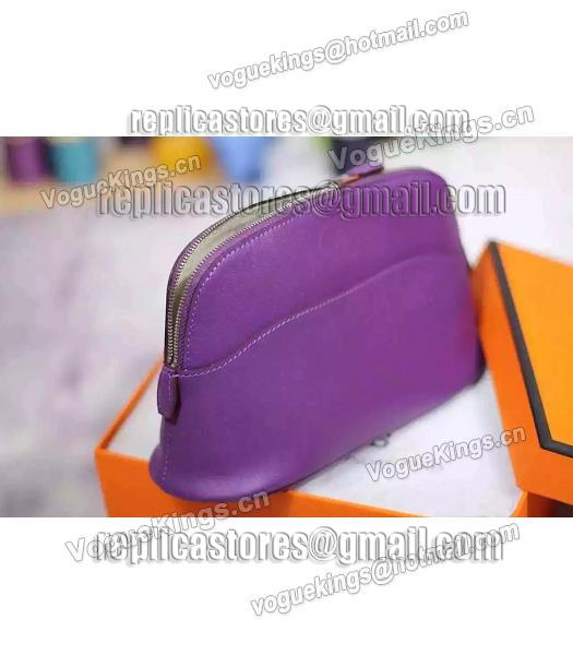 Hermes Swift Leather Zipper Cosmetic Bag Purple-1