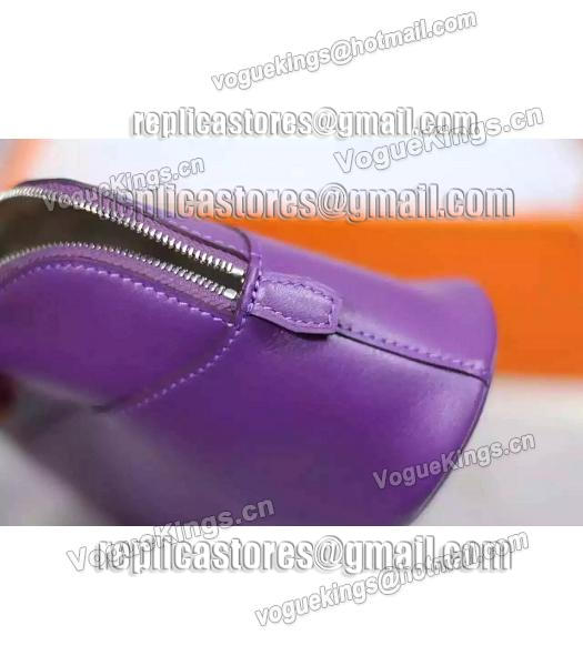 Hermes Swift Leather Zipper Cosmetic Bag Purple-2