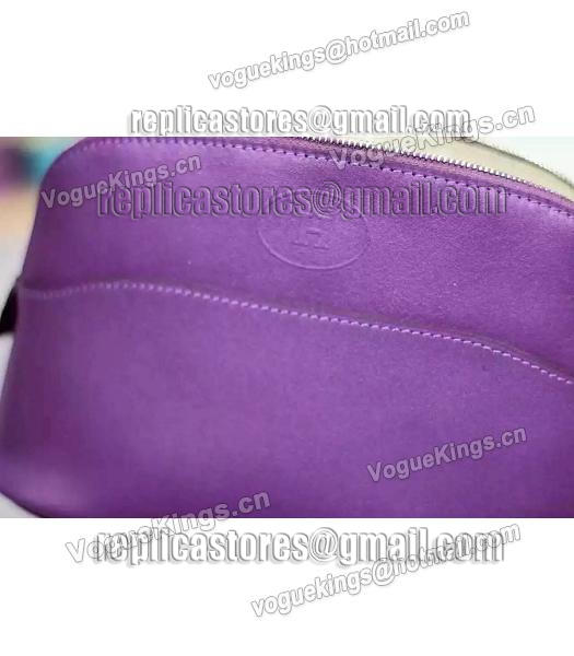 Hermes Swift Leather Zipper Cosmetic Bag Purple-4