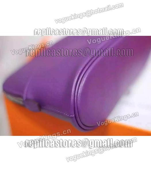 Hermes Swift Leather Zipper Cosmetic Bag Purple-5