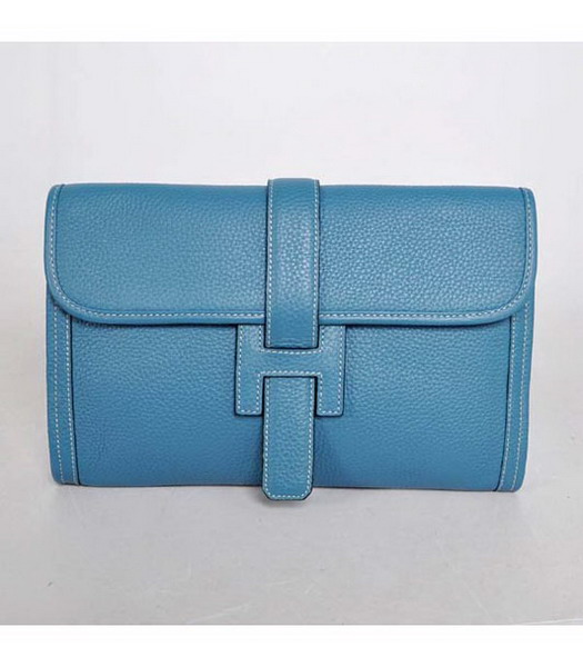 Hermes Togo Leather Clutch Blue
