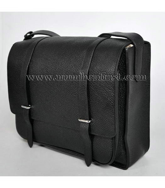 Hermes Togo Leather Messenger Bag Black-4