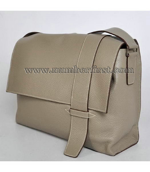 Hermes Togo Leather Messenger Bag Dark Grey-3