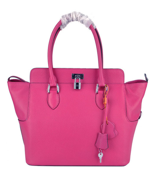 Hermes Toolbox 30cm Togo Leather Bag in Fuchsia with Strap