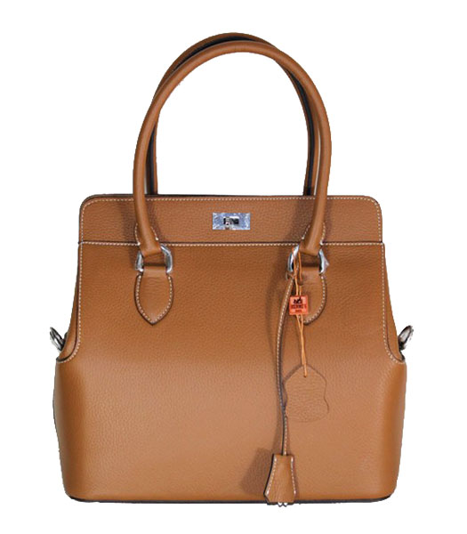 Hermes Toolbox 30cm Togo Leather Bag in Light Coffee with Strap