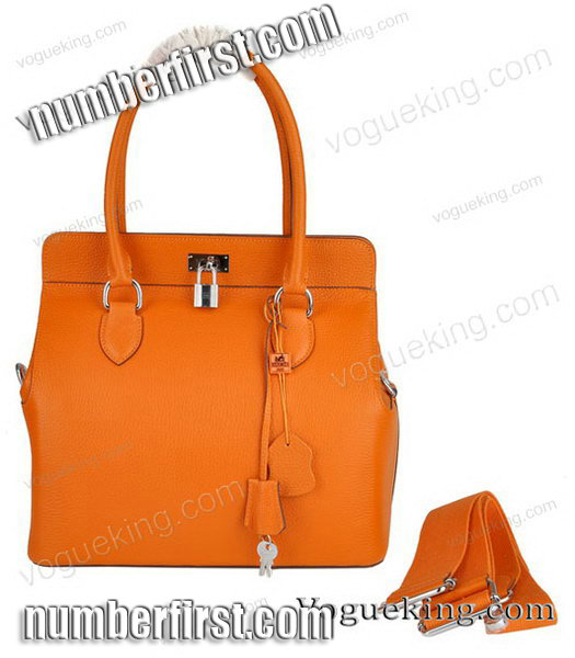 Hermes Toolbox 30cm Togo Leather Bag in Orange with Strap-1