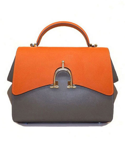 Hermes Top Frame Togo Leather Bag GreyOrange