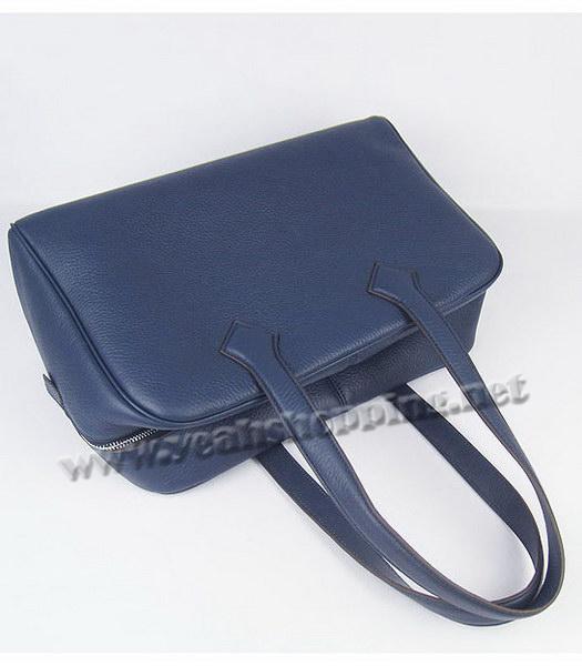 Hermes Victoria II Tote Bag Dark Blue Leather with Scarf-4