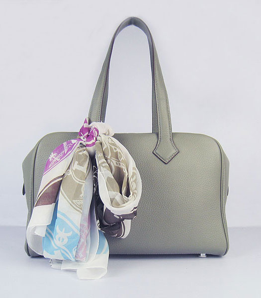 Hermes Victoria II Tote Khaki Leather with Scarf