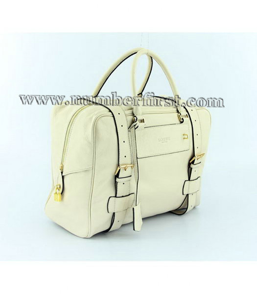 Loewe Bowling Bag in Offwhite Leather-1
