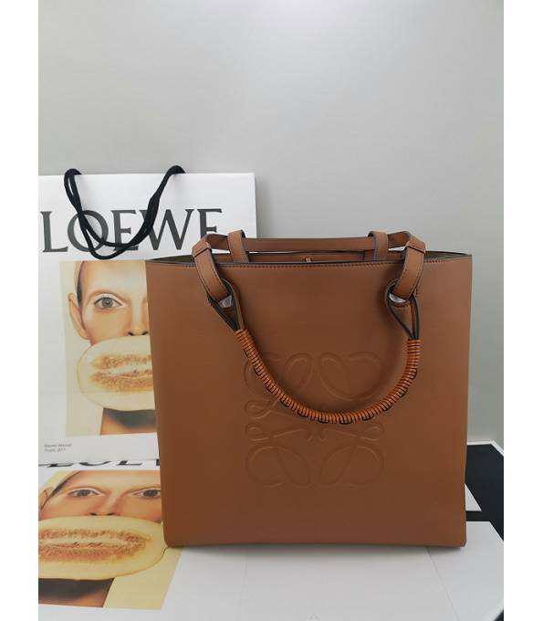 Loewe Brown Original Calfskin Leather Anagram 32cm Tote Bag