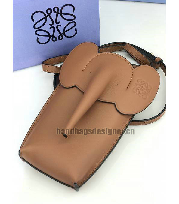 Loewe Brown Original Calfskin Leather Elephant Pocket Bag-2