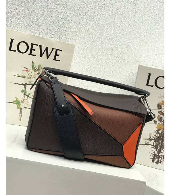 Loewe Coffee/Brown Original Litchi Veins Calfskin Leather Medium Puzzle Bag