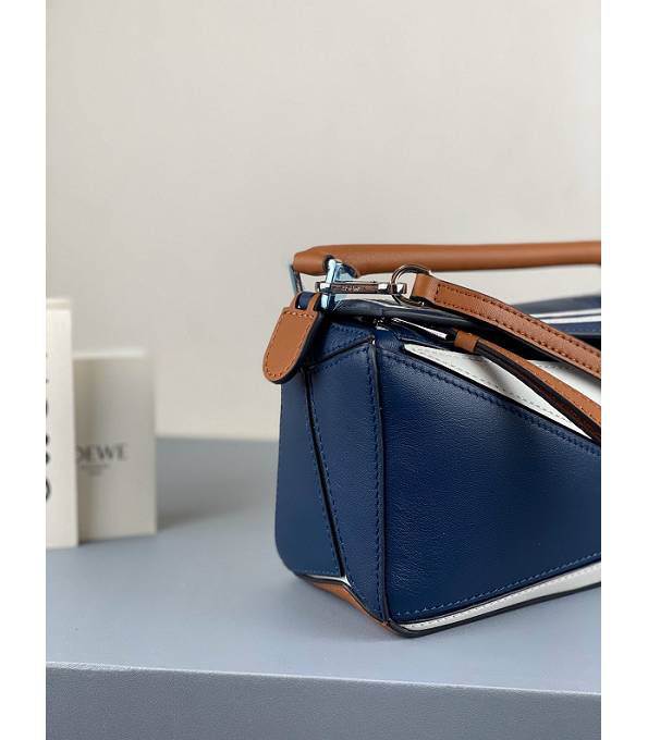 Loewe Dark Blue/White Original Calfskin Leather Mini Puzzle Bag-1